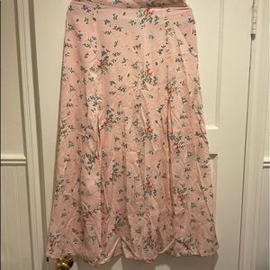 Pink floral maxi skirt